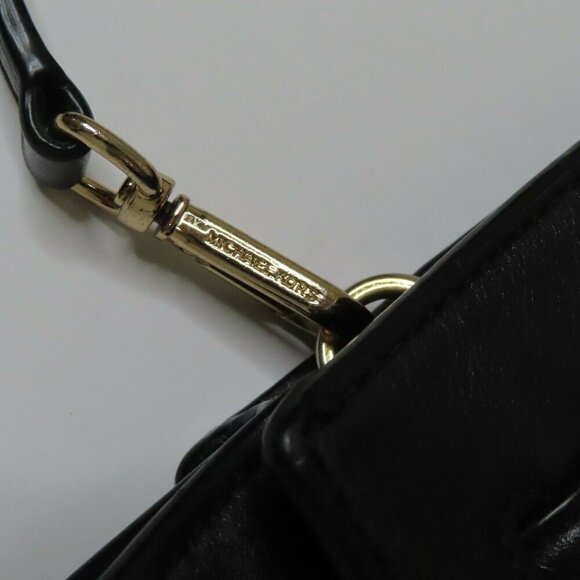 Michael Kors Hamilton Traveler Small Black Gold Hardware Crossbody Handbag Purse - Picture 4 of 10